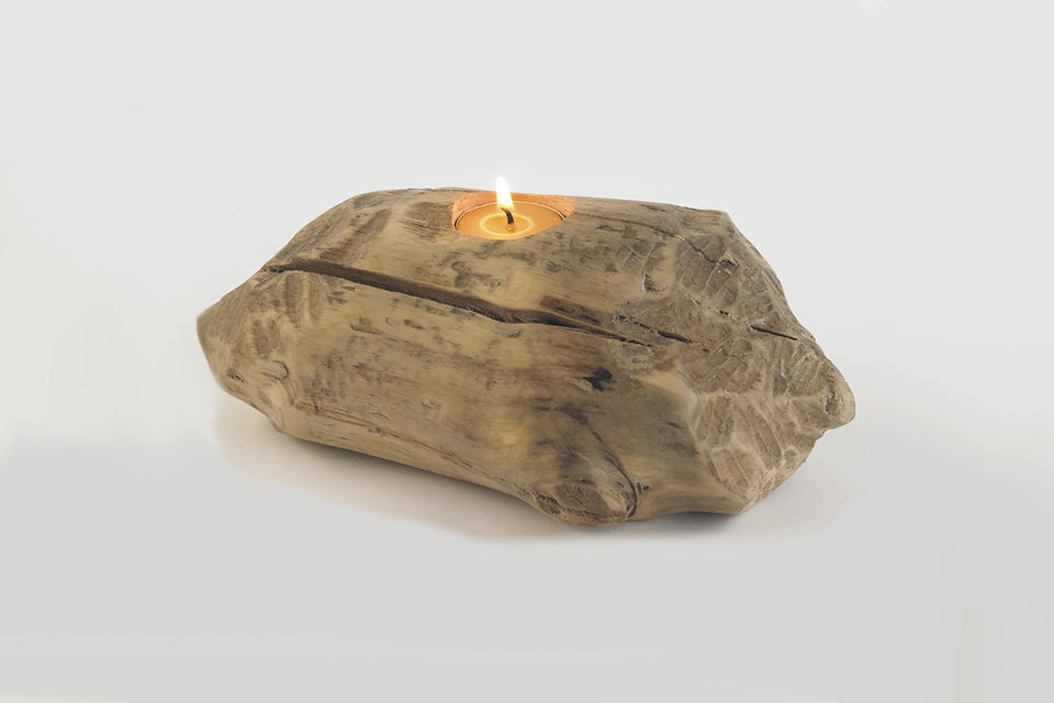 Gnawed Wood Candle Holder